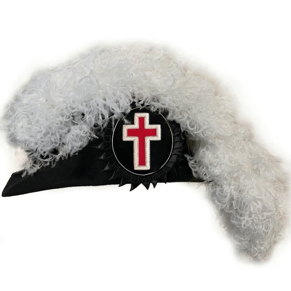 1 Line Officer Knights Templar Chapeau - All White Plumes - Image 1