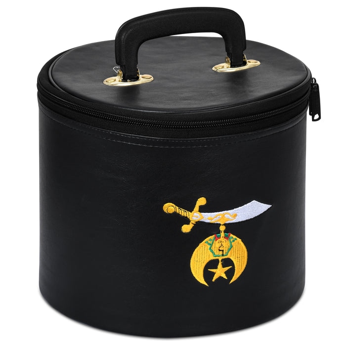 1 Universal Fez Case Black Synthetic Leather with Custom Embroidery Emblem - Image 1