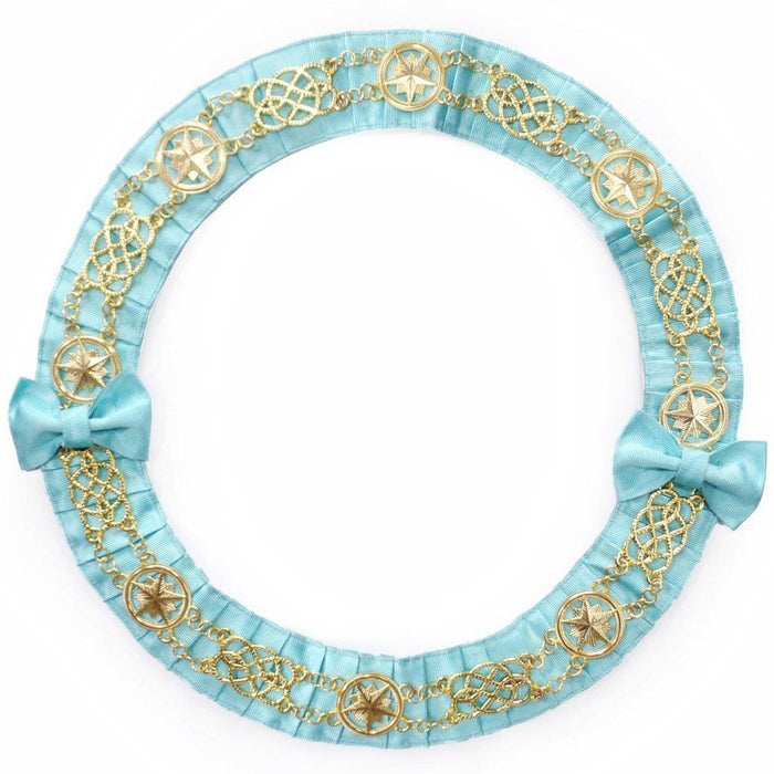 1 French Rite Chain Collar - Gold Plated on Sky Blue Velvet - Image 1